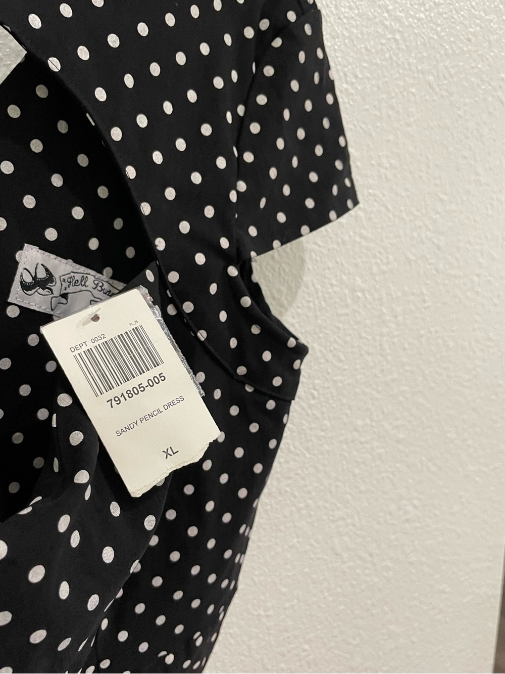 Hell Bunny Polka Dot Mod Sheath Dress Pinup Retro Black Vintage Stretch - Picture 7 of 10